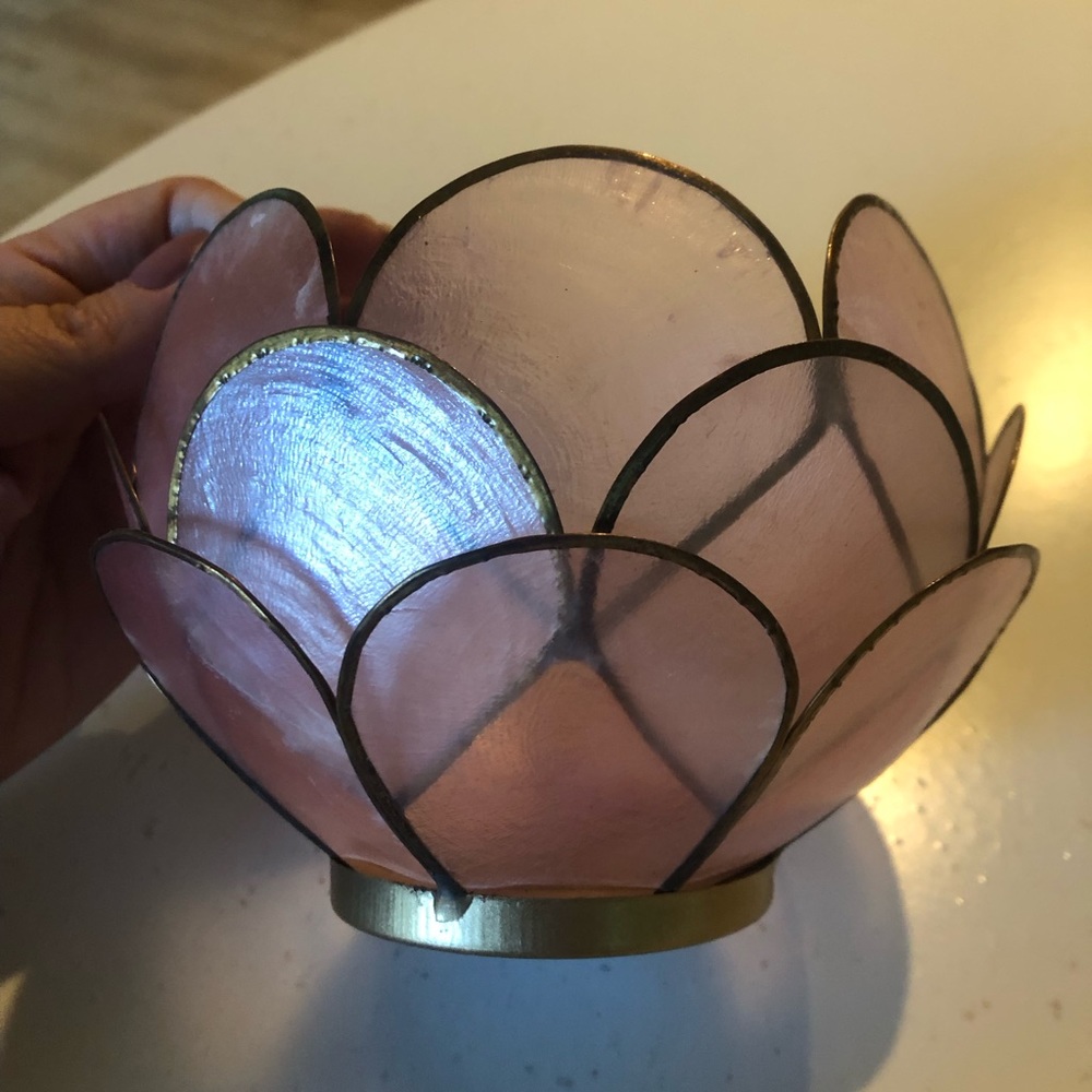Pink flower petal candle holder